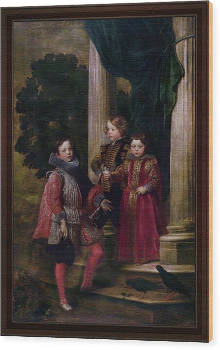 The Balbi Children Wood Print featuring the painting The Balbi Children by Anthony van Dyck Old Masters Prints by Rolando Burbon