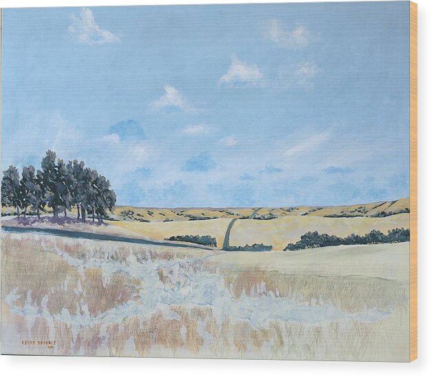 Landscape Wood Print featuring the painting 12th of August by Kerry Beverly