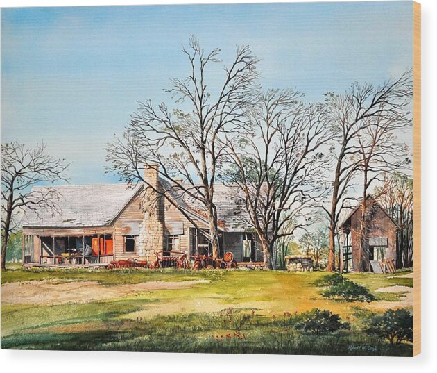 Landscape Wood Print featuring the painting Martin's Homestead by Robert W Cook 