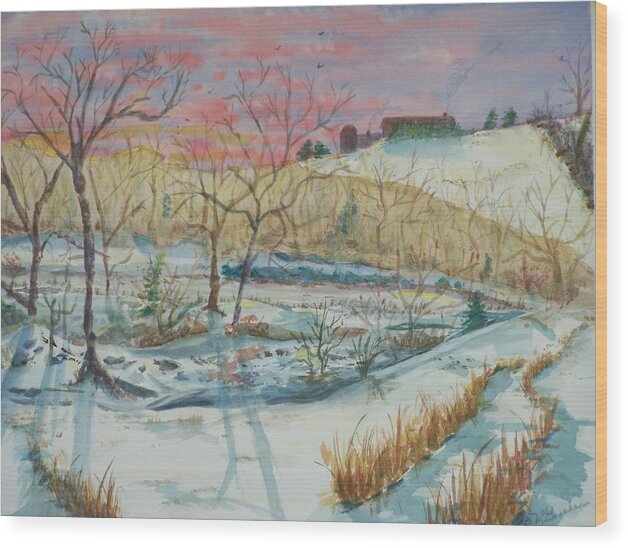 Early Morning Wood Print featuring the painting Chilly Morning by Barbara McGeachen