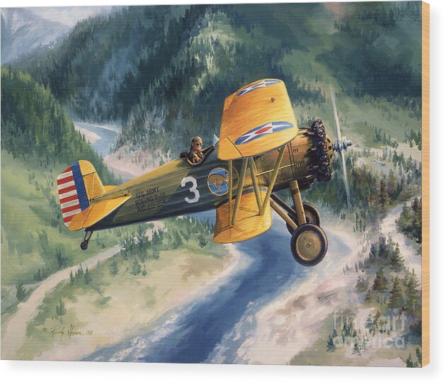Aviation Art Wood Print featuring the painting Boeing Country by Randy Green