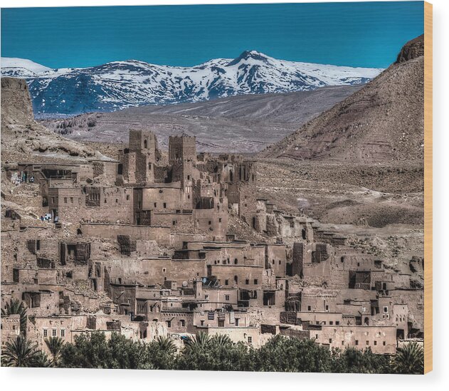 Dades Wood Print featuring the photograph Kasbah in the Dades valley by Claudio Maioli