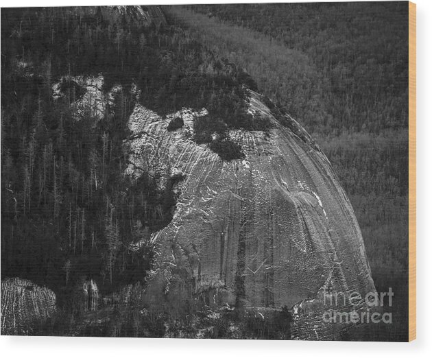 North Carolina Wood Print featuring the photograph Looking Glass Rock by Blue Ridge Parkway - Aerial Photo #1 by David Oppenheimer