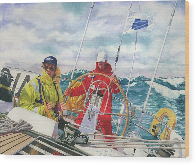 Ocean Racing Wood Print featuring the painting Bermuda Race Competitors by Marguerite Chadwick-Juner
