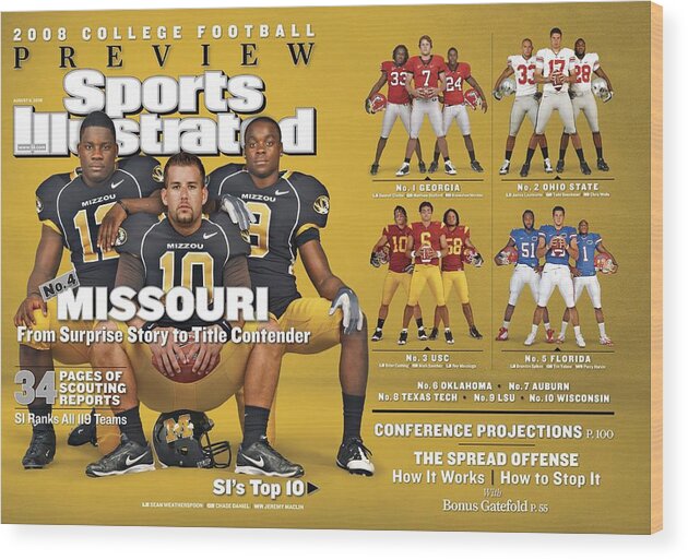 Magazine Cover Wood Print featuring the photograph Missouri University, 2008 College Football Preview Issue Sports Illustrated Cover by Sports Illustrated