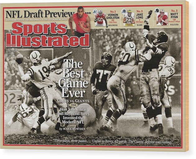 Magazine Cover Wood Print featuring the photograph The Best Game Ever 1958 Colts Vs. Giants Sports Illustrated Cover by Sports Illustrated