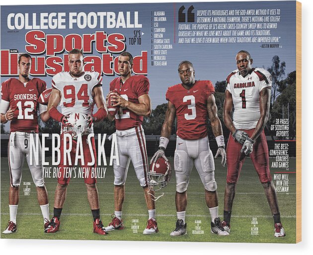 Magazine Cover Wood Print featuring the photograph University Of Nebraska Jared Crick, 2011 College Football Sports Illustrated Cover by Sports Illustrated