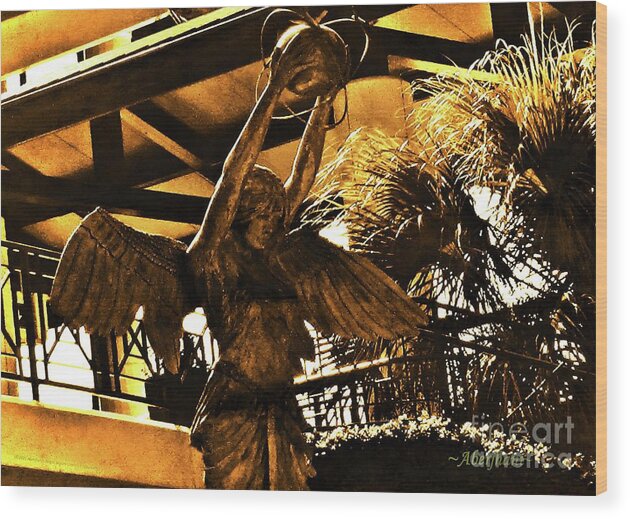 Golden Wood Print featuring the photograph Angel with the Golden Disposition by Aberjhani