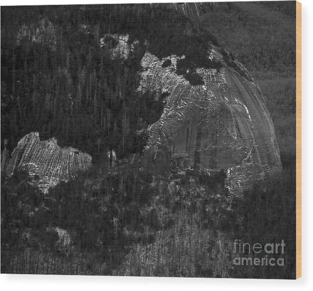 North Carolina Wood Print featuring the photograph Looking Glass Rock by Blue Ridge Parkway - Aerial Photo #5 by David Oppenheimer