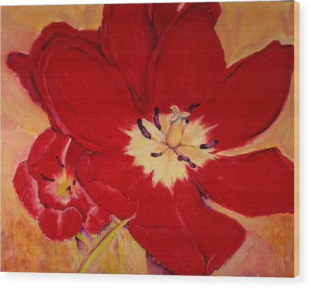 Tulip Wood Print featuring the painting Downside One by Jean Cormier