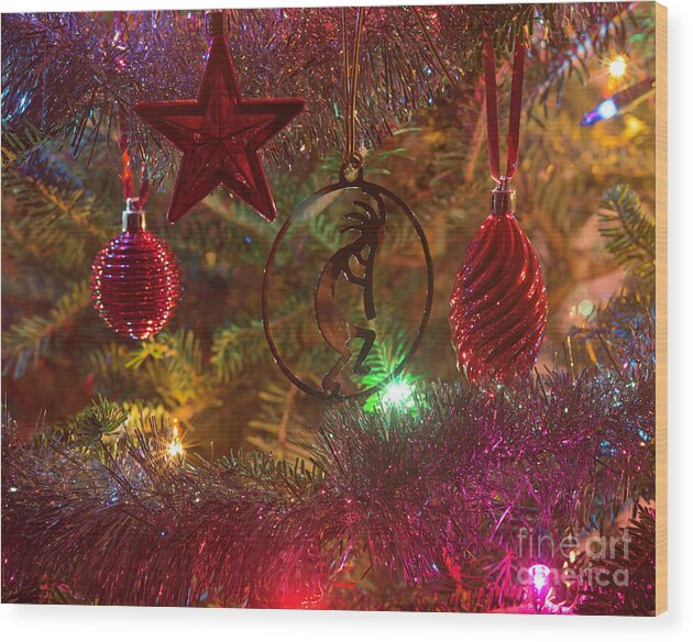 Christmas Wood Print featuring the photograph Christmas ornaments by Agnes Caruso