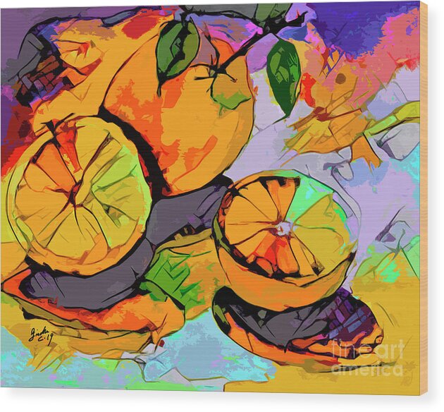 Food Wood Print featuring the mixed media Abstract Oranges Modern Food Art by Ginette Callaway