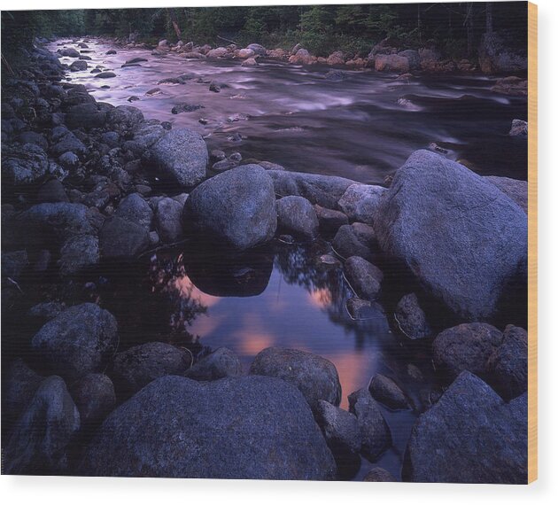 Cold River Wood Print featuring the photograph Cold River Sunset by Bob Grabowski