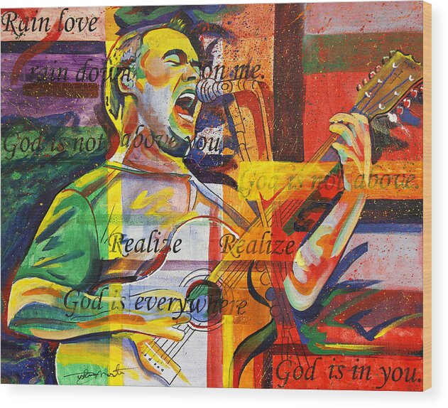 Dave Matthews Wood Print featuring the painting Dave Matthews-Bartender by Joshua Morton