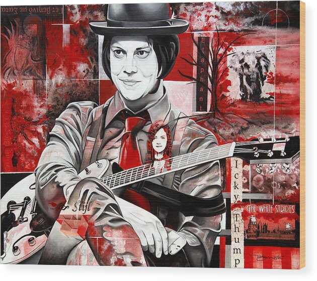 Jack White Wood Print featuring the painting Jack White by Joshua Morton