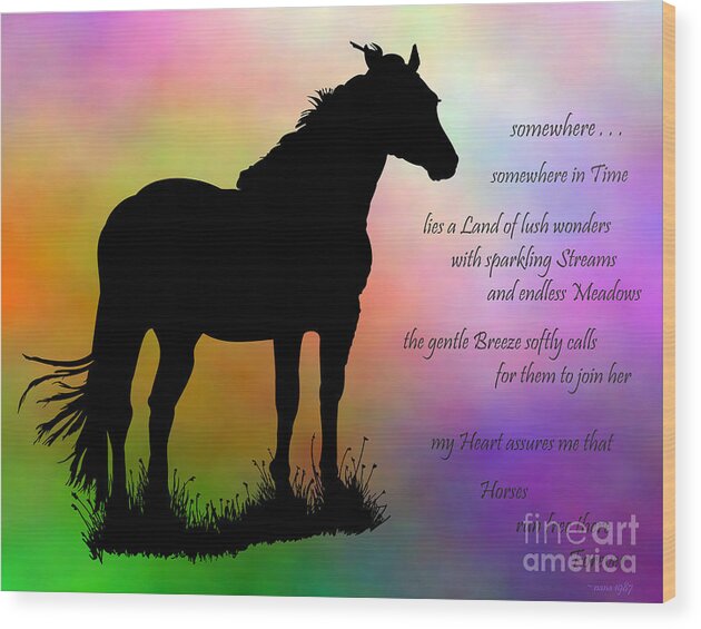 Horse Wood Print featuring the digital art Somewhere by Marianne NANA Betts