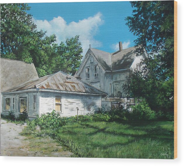 Landscape Wood Print featuring the painting Feed Store by William Brody