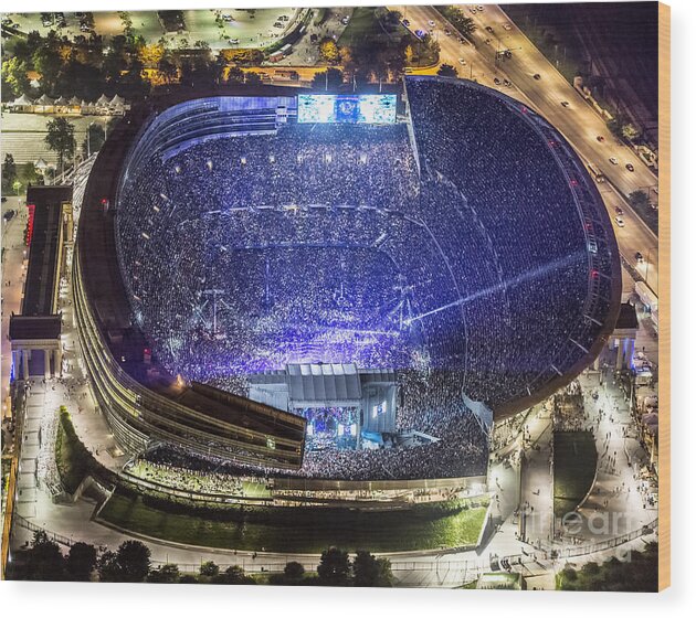 Grateful Dead Wood Print featuring the photograph The Grateful Dead at Soldier Field Aerial Photo #15 by David Oppenheimer
