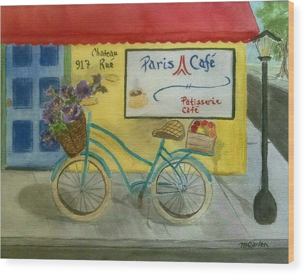 Cafe Wood Print featuring the painting Destined for a Love Rendezvous at 917 by M Carlen