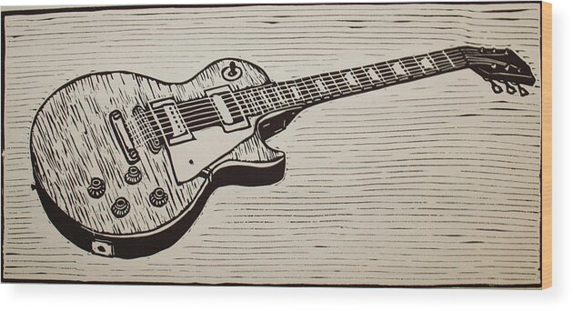 Les Paul Wood Print featuring the drawing Les Paul #1 by William Cauthern