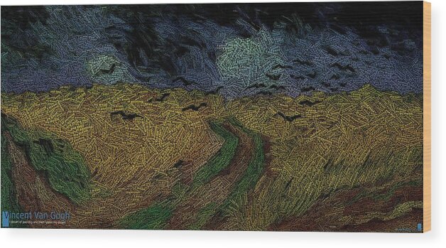 Painting Wood Print featuring the photograph Van Gogh Painting As Data Art #1 by Juan Osborne/science Photo Library