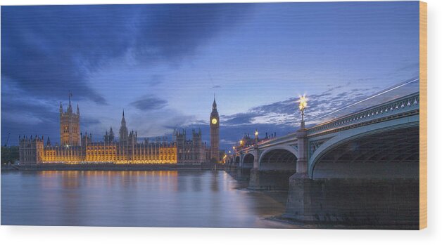 Westminster Bridge Thames Wood Print featuring the photograph Big Ben and the houses of Parliament #14 by David French