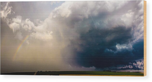 South Central Nebraska Wood Print featuring the photograph Industrial Light and Nebraska Thunderstorm Magic #7 by NebraskaSC