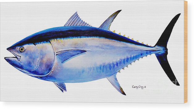 Bluefin Wood Print featuring the painting Bluefin tuna by Carey Chen