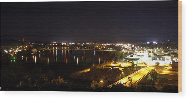 Parkersburg Wood Print featuring the photograph Bridge at Night by Jonny D