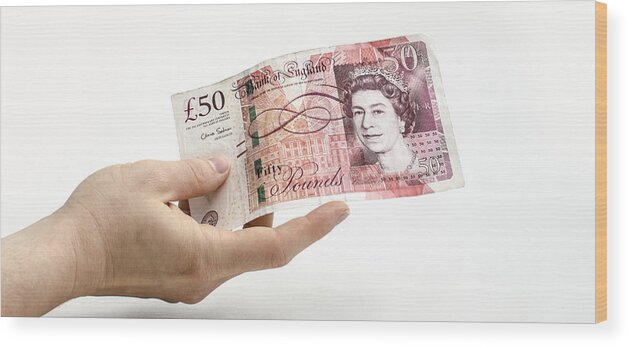 Fifty Pound Note Wood Print featuring the photograph British Pound Sterling Note by Gldburger
