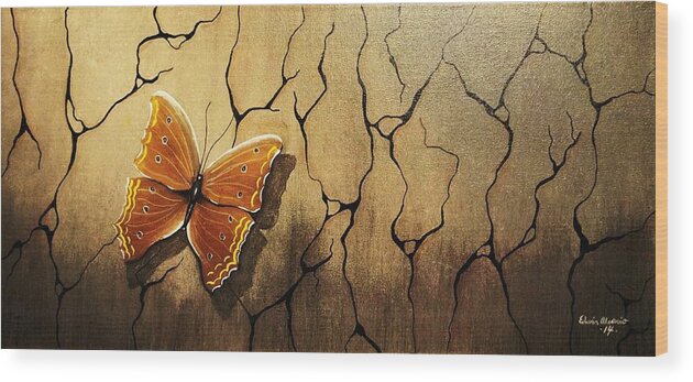 Butterfly Wood Print featuring the painting Brown Butterfly by Edwin Alverio