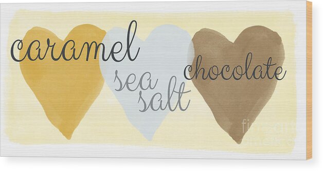 Caramel Wood Print featuring the painting Caramel Sea Salt and Chocolate by Linda Woods