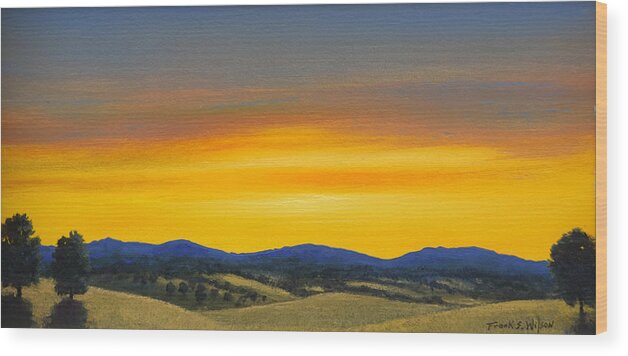 Sunrise Wood Print featuring the painting Foothills Sunrise by Frank Wilson