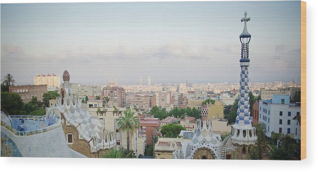 Curve Wood Print featuring the photograph Gaudis Parc Guell In Barcelona by Meshaphoto