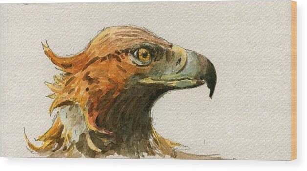 Golden Wood Print featuring the painting Golden eagle by Juan Bosco