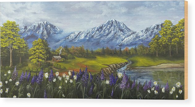 Landscape Wood Print featuring the painting Jessy's View by Darice Machel McGuire