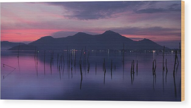 Scenics Wood Print featuring the photograph Lang Co Lagoon At Twilight by Quan Tran Photography