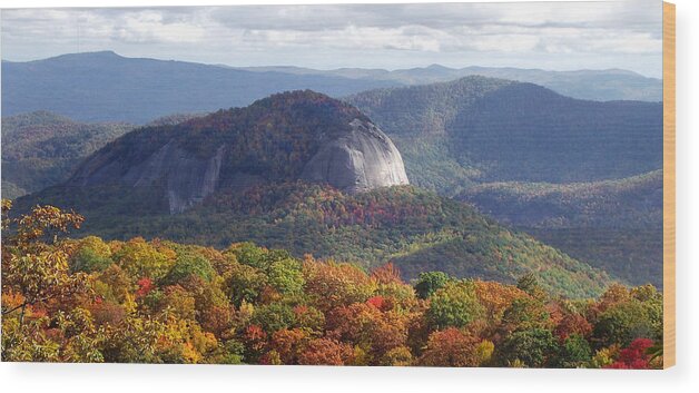 Landscapes. Printscapes Wood Print featuring the photograph Looking Glass Rock and Fall Folage by Duane McCullough