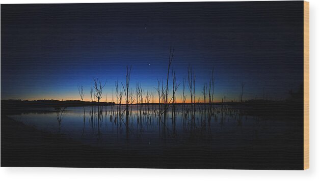 Manasquan Reservoir Wood Print featuring the photograph Manasquan Reservoir at Dawn by Raymond Salani III
