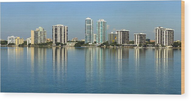 Architecture Wood Print featuring the photograph Miami Brickell Skyline by Raul Rodriguez