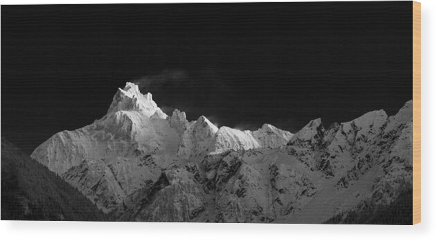 Beautiful Wood Print featuring the photograph Mount Redoubt in Black and White by Michael Russell