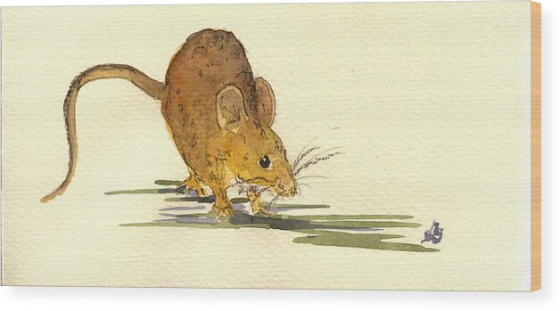 Shrew Wood Print featuring the painting Mouse by Juan Bosco