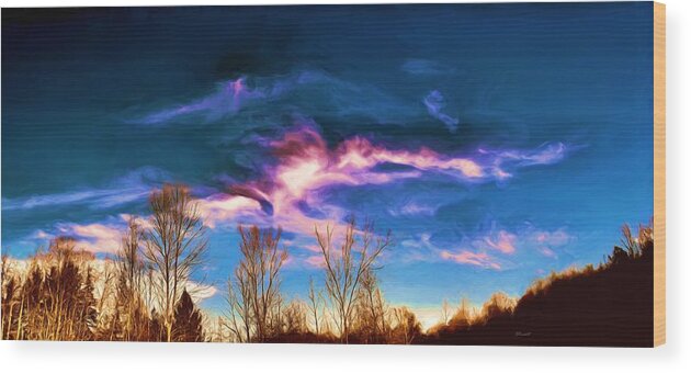 Cloud Wood Print featuring the painting November Skies by Dennis Lundell