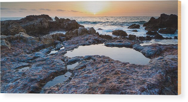 Adam Pender Wood Print featuring the photograph Painted Rocks at Golden Cove by Adam Pender