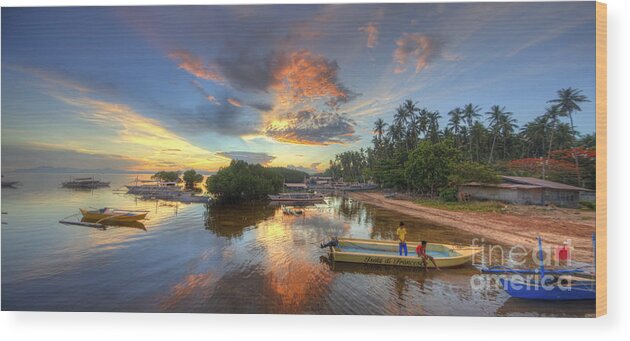 Yhun Suarez Wood Print featuring the photograph Panglao Port Sunset 7.0 by Yhun Suarez