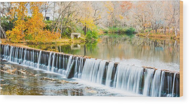 Buck Creek Wood Print featuring the photograph Panorama of Buck Creek In Autumn by Parker Cunningham