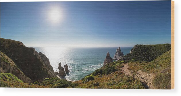 Tranquility Wood Print featuring the photograph Portugal, View Of Praia Da Ursa by Westend61