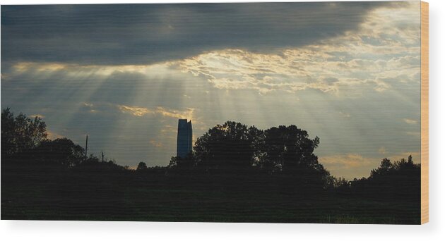 Sun Wood Print featuring the photograph Rays of Hope in Oklahoma by Roseann Errigo