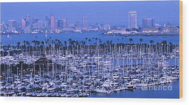 Panoramic Wood Print featuring the photograph San Diego Twilight by Sandra Bronstein