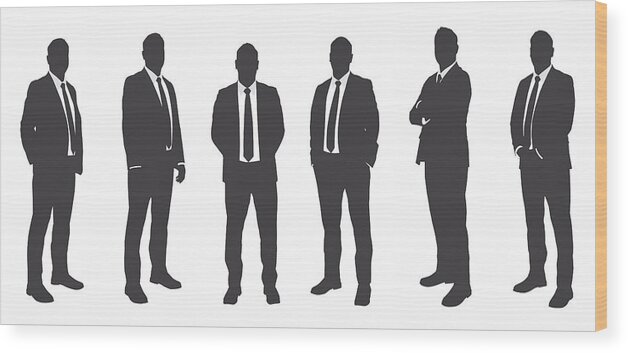 Expertise Wood Print featuring the drawing Six Businessmen Sihouettes by Bamlou